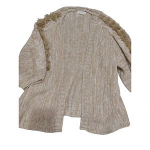anthropologie sweater cardigan beige with statement sleeves one size